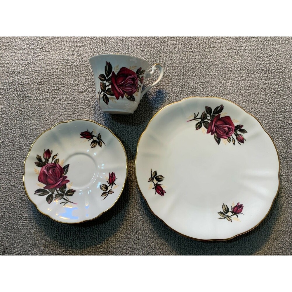 Rheirpflx Hariporzella Germany Plate Teacup and saucer White Floral 3 piece set